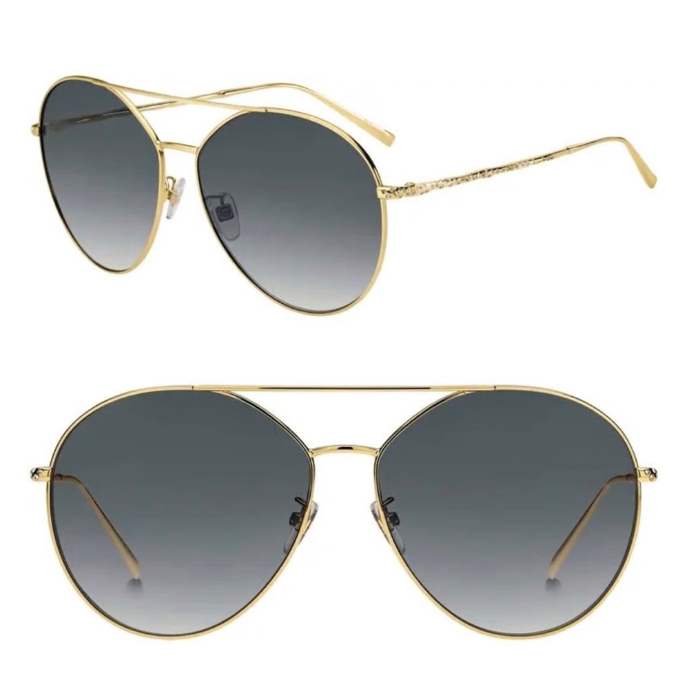 NWT Givenchy 64MM Aviator Sunglasses in Gold Grey. One Size. Come w case